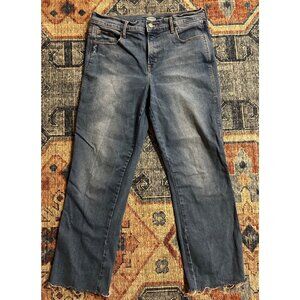 Old Navy HIgh Rise Ankle Flare Jeans Womens 10 Raw Hem Faded Boho Retro Casual